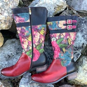 Spring Step L ‘Artiste Barbie Boot Sz 41 (10) Red Multi